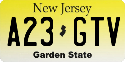 NJ license plate A23GTV