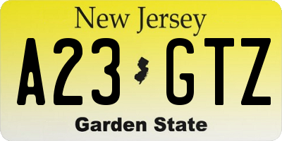 NJ license plate A23GTZ
