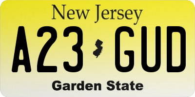 NJ license plate A23GUD