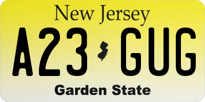NJ license plate A23GUG