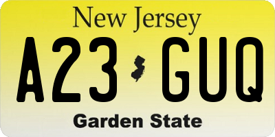 NJ license plate A23GUQ