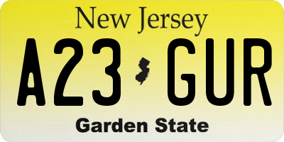 NJ license plate A23GUR