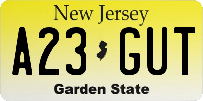 NJ license plate A23GUT
