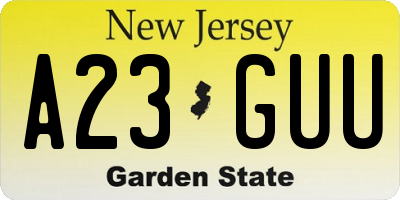 NJ license plate A23GUU