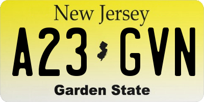 NJ license plate A23GVN