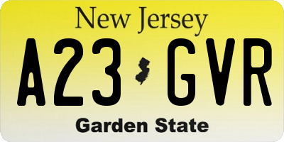 NJ license plate A23GVR