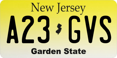 NJ license plate A23GVS