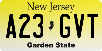 NJ license plate A23GVT