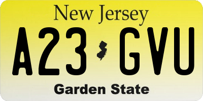 NJ license plate A23GVU