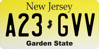 NJ license plate A23GVV