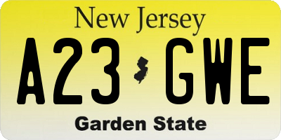 NJ license plate A23GWE