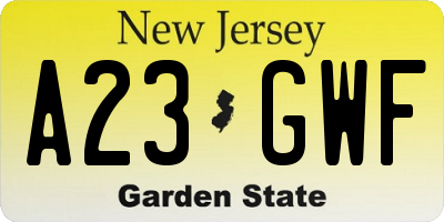 NJ license plate A23GWF