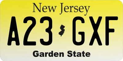 NJ license plate A23GXF