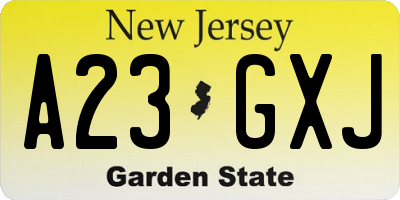 NJ license plate A23GXJ