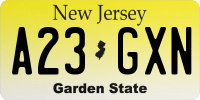 NJ license plate A23GXN