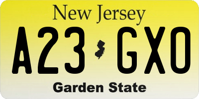 NJ license plate A23GXO