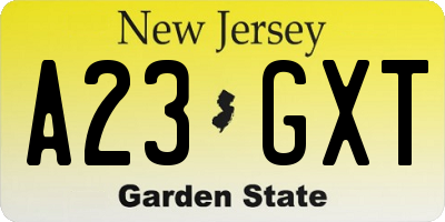 NJ license plate A23GXT