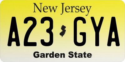 NJ license plate A23GYA