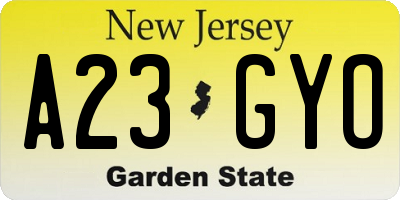 NJ license plate A23GYO