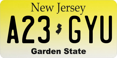 NJ license plate A23GYU
