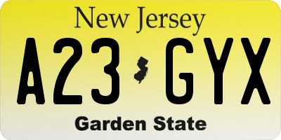 NJ license plate A23GYX