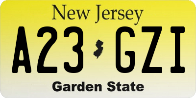 NJ license plate A23GZI