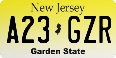 NJ license plate A23GZR