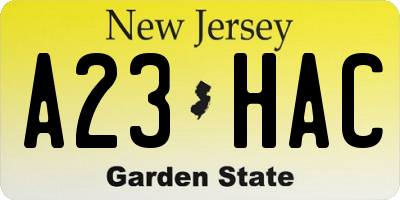 NJ license plate A23HAC