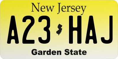 NJ license plate A23HAJ