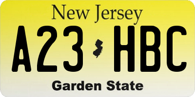 NJ license plate A23HBC