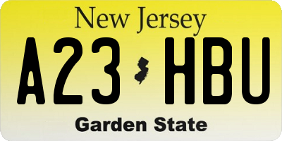 NJ license plate A23HBU