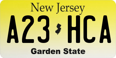 NJ license plate A23HCA