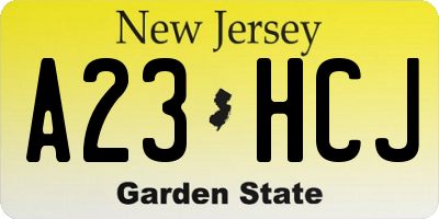 NJ license plate A23HCJ