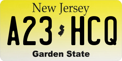 NJ license plate A23HCQ