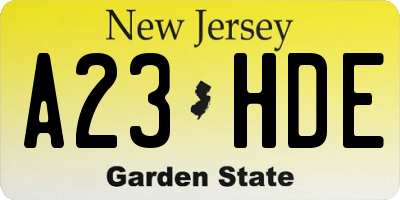 NJ license plate A23HDE