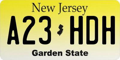 NJ license plate A23HDH