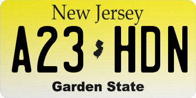 NJ license plate A23HDN