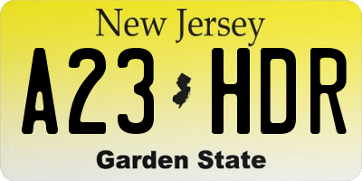 NJ license plate A23HDR