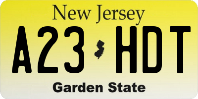 NJ license plate A23HDT