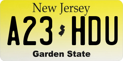 NJ license plate A23HDU