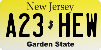 NJ license plate A23HEW
