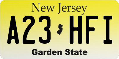 NJ license plate A23HFI