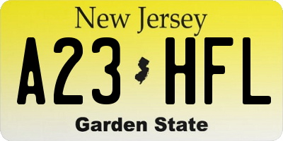 NJ license plate A23HFL