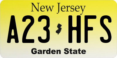 NJ license plate A23HFS