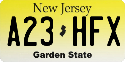 NJ license plate A23HFX