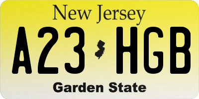 NJ license plate A23HGB