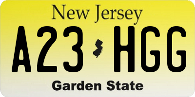 NJ license plate A23HGG
