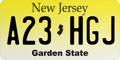 NJ license plate A23HGJ