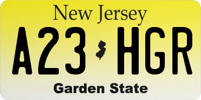 NJ license plate A23HGR