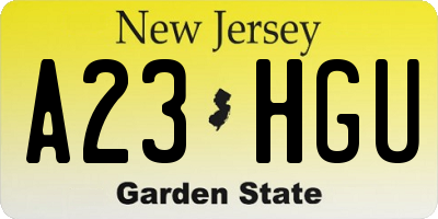 NJ license plate A23HGU